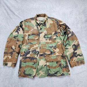 US Military BDU Coat Jacket Medium Regular Woodland Camo Ripstop Vintage 1989